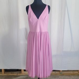 Dress the Population V-Neck Pink Midi Dress